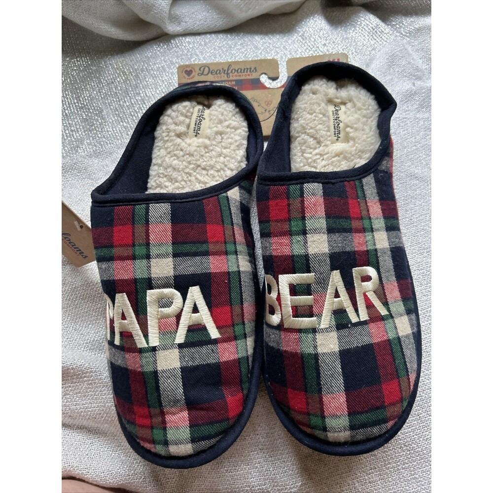 Dearfoams Papa Bear, Plaid slippers. Size XL(13/14). In new condition! With Tags